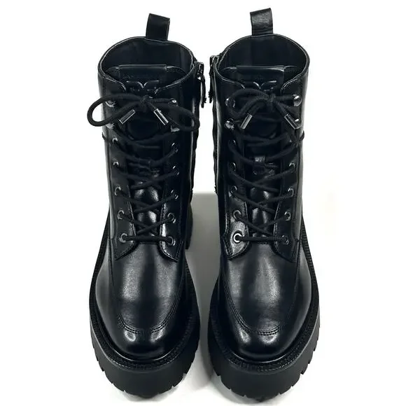 Sam Edelman Elliot Black Leather Platform Combat Boot Lace Up Womens 7M New $180 - Picture 2 of 13